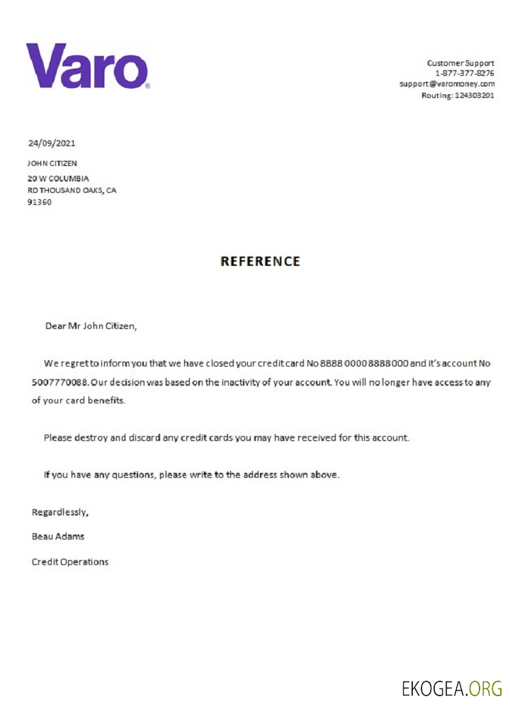 Référence USA , Varo , closure